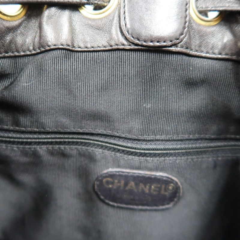 CHANEL Coco Mark Black Lambskin Backpack with Gold Hardware