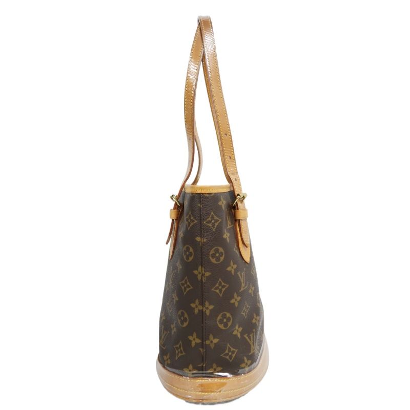 LOUIS VUITTON Bucket PM Monogram Shoulder Tote - Brown Coated Canvas with Pouch