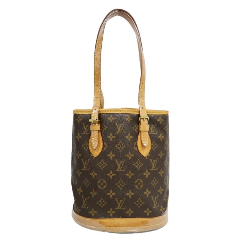 LOUIS VUITTON Bucket PM Monogram Shoulder Tote - Brown Coated Canvas with Pouch