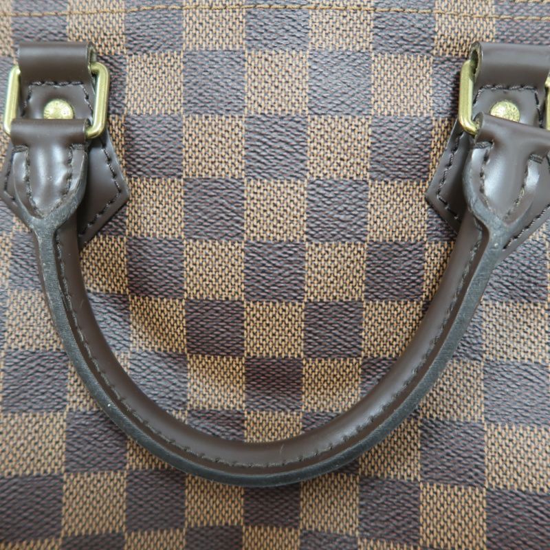 LOUIS VUITTON Speedy 30 Handbag, Damier Ebene Coated Canvas, Brown, No Lock and Keys, With Dust Bag