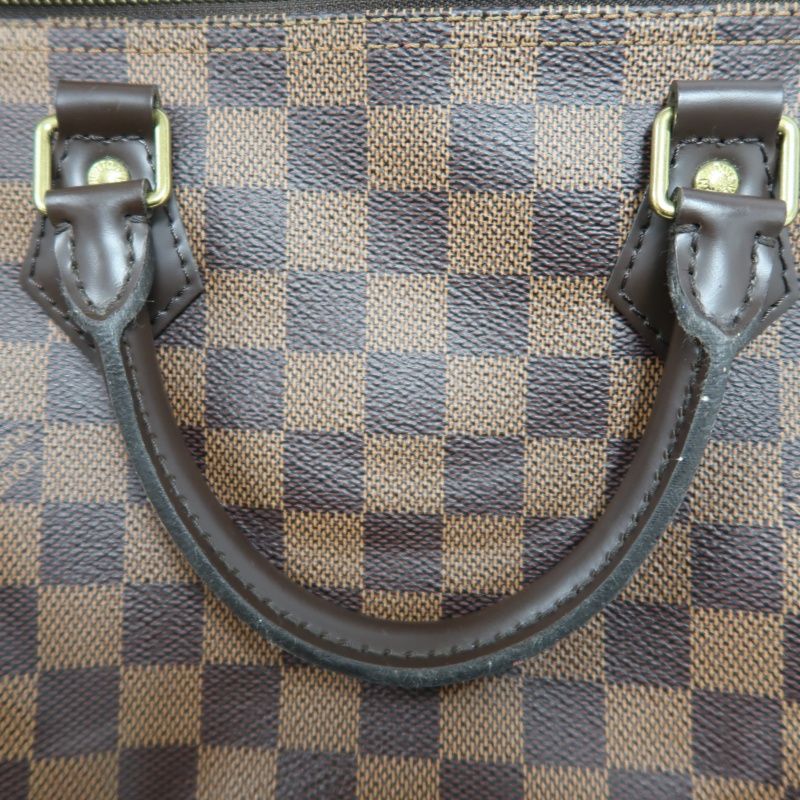 LOUIS VUITTON Speedy 30 Handbag, Damier Ebene Coated Canvas, Brown, No Lock and Keys, With Dust Bag