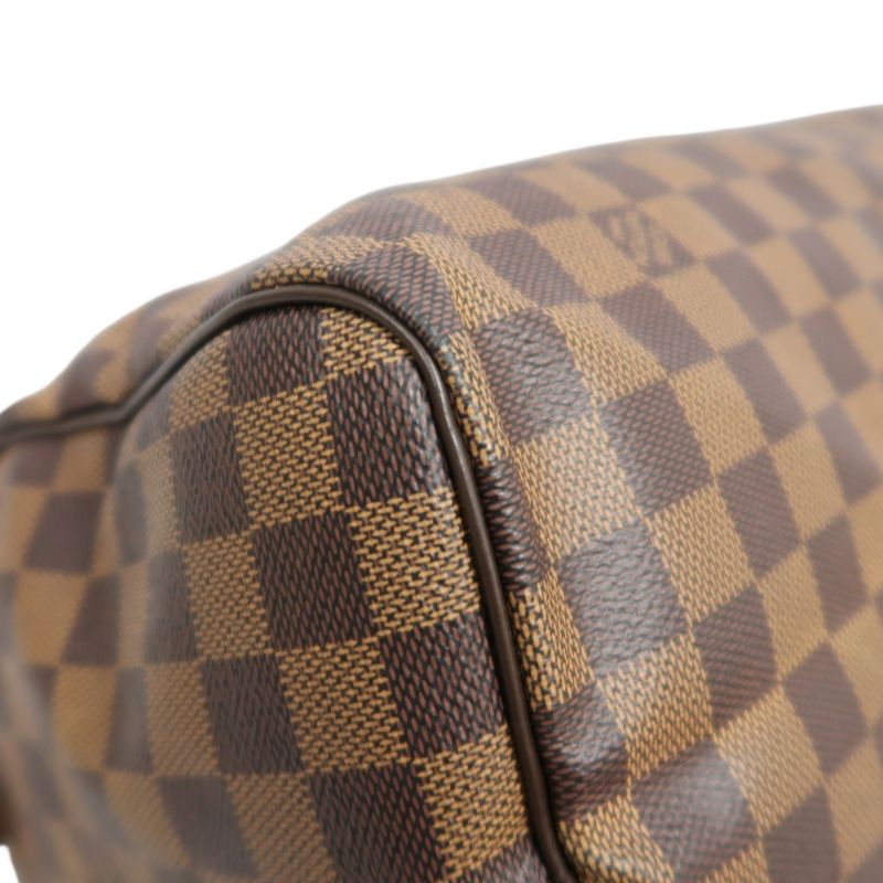 LOUIS VUITTON Speedy 30 Handbag, Damier Ebene Coated Canvas, Brown, No Lock and Keys, With Dust Bag