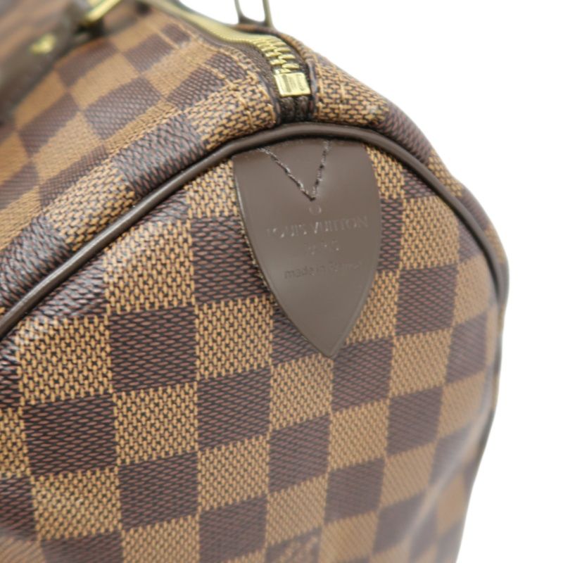 LOUIS VUITTON Speedy 30 Handbag, Damier Ebene Coated Canvas, Brown, No Lock and Keys, With Dust Bag