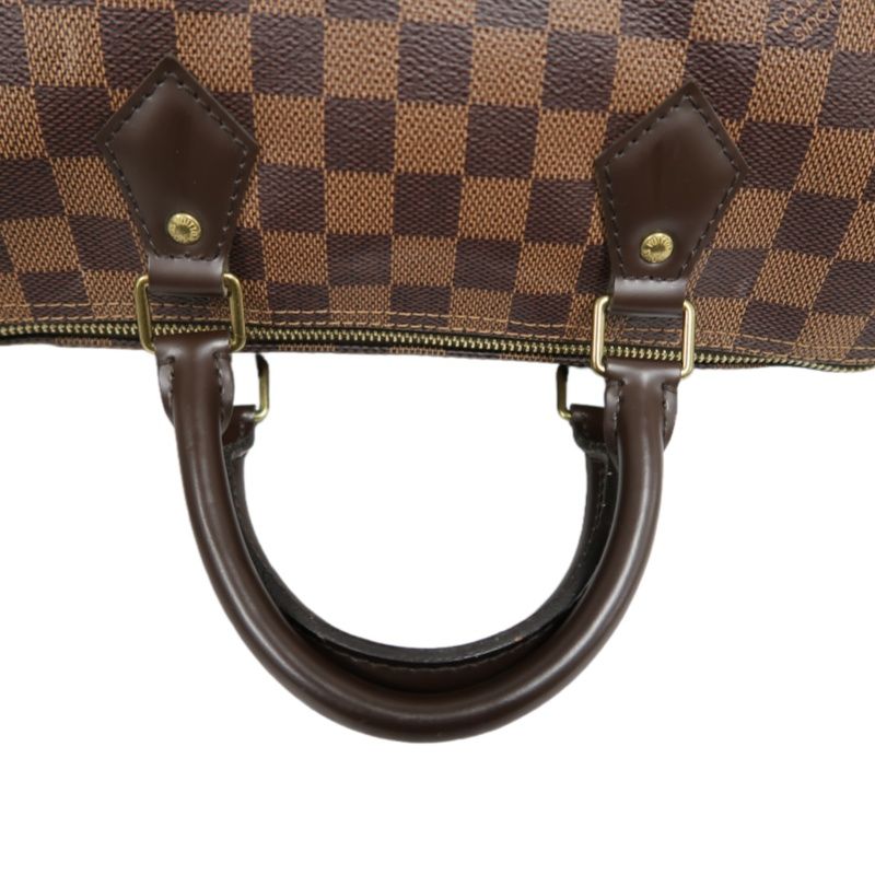 LOUIS VUITTON Speedy 30 Handbag, Damier Ebene Coated Canvas, Brown, No Lock and Keys, With Dust Bag