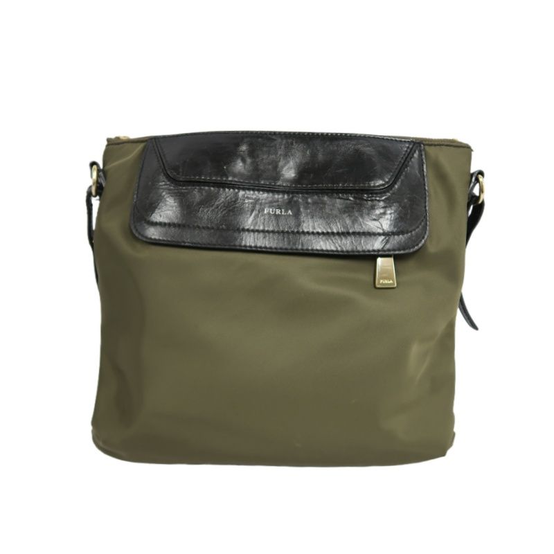 FURLA Green Canvas Crossbody Bag