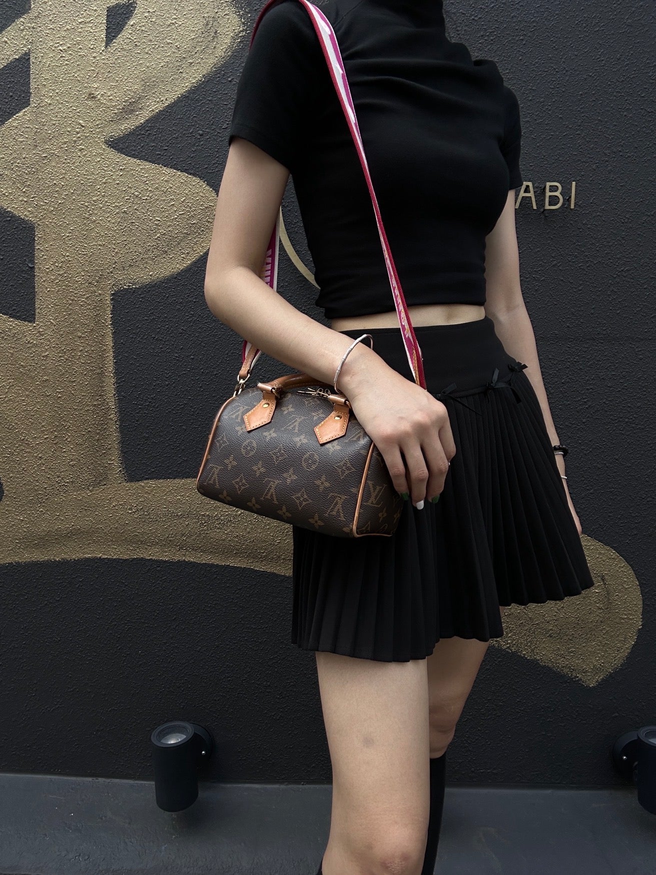 LOUIS VUITTON Speedy 20 Handbag, Monogram Coated Canvas, Brown, With Shoulder Strap
