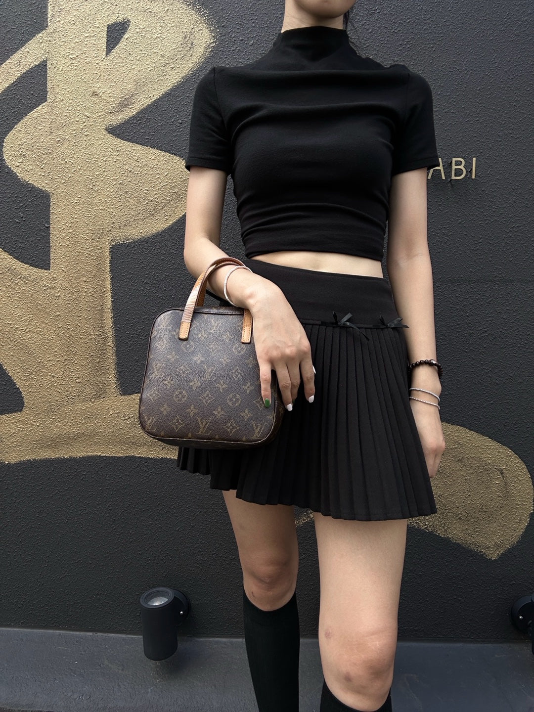 LOUIS VUITTON Spontini Monogram Brown Top Handle Bag with Shoulder Strap