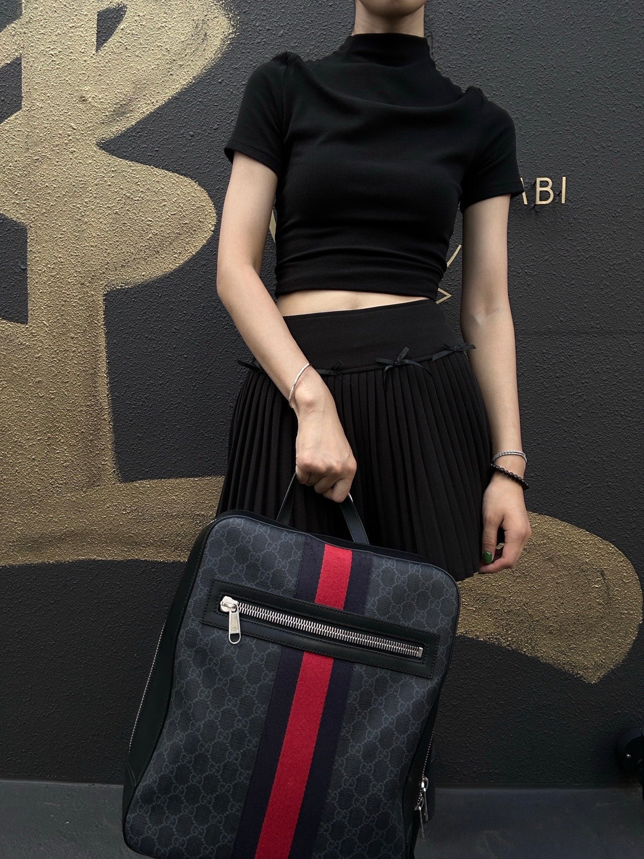 GUCCI Black & Red GG Supreme PVC Backpack