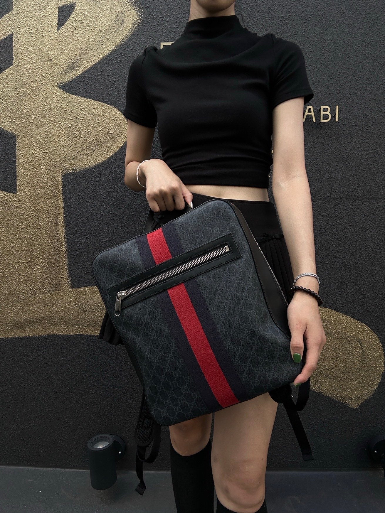 GUCCI Black & Red GG Supreme PVC Backpack