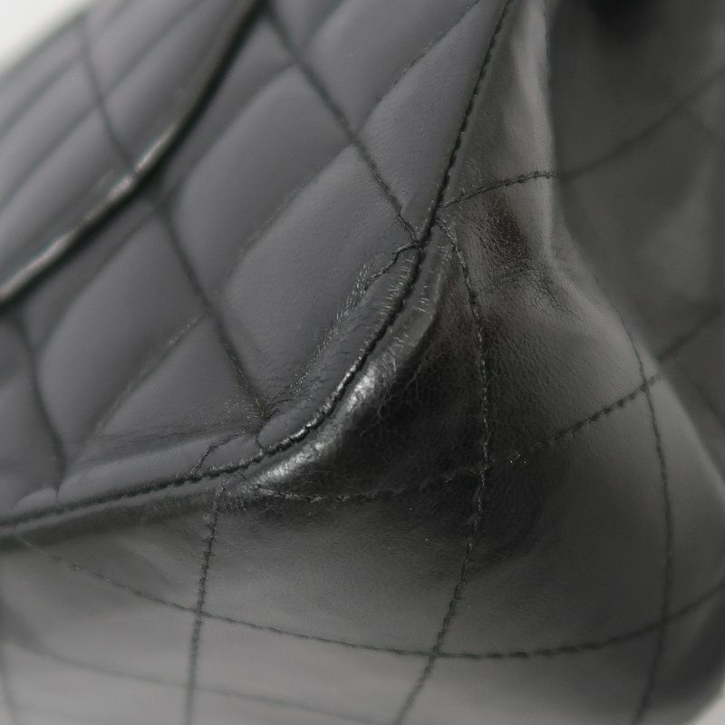 CHANEL Classic Flap (CF) Shoulder Bag, Black Lambskin with Silver-tone Hardware