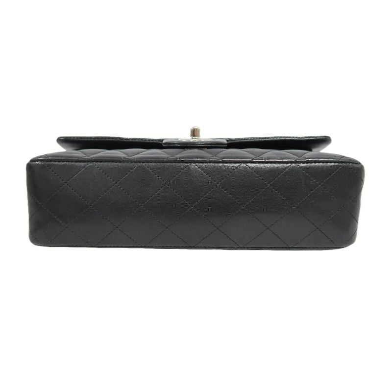CHANEL Classic Flap (CF) Shoulder Bag, Black Lambskin with Silver-tone Hardware, Authenticity Card Included