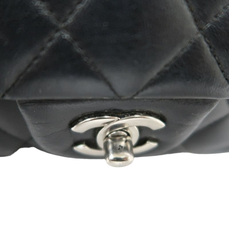 CHANEL Classic Flap (CF) Shoulder Bag, Black Lambskin with Silver-tone Hardware, Authenticity Card Included