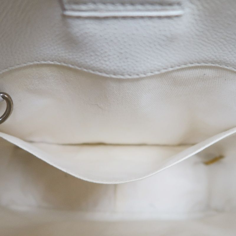 CHANEL PST Quilted Tote Bag, White Caviar Leather with Silver-tone Hardware