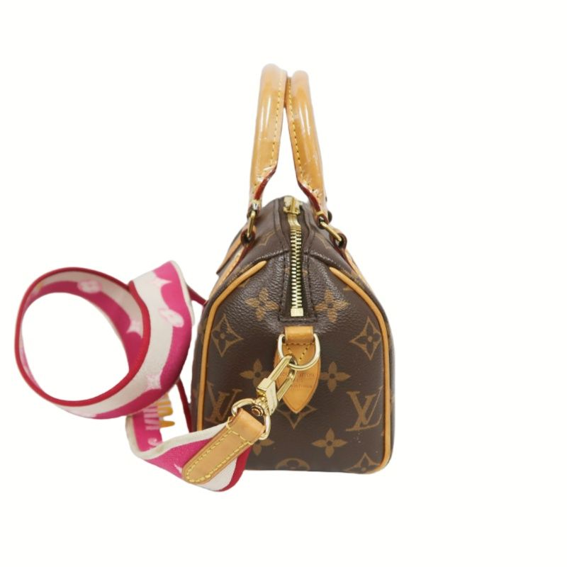LOUIS VUITTON Speedy 20 Handbag, Monogram Coated Canvas, Brown, With Shoulder Strap