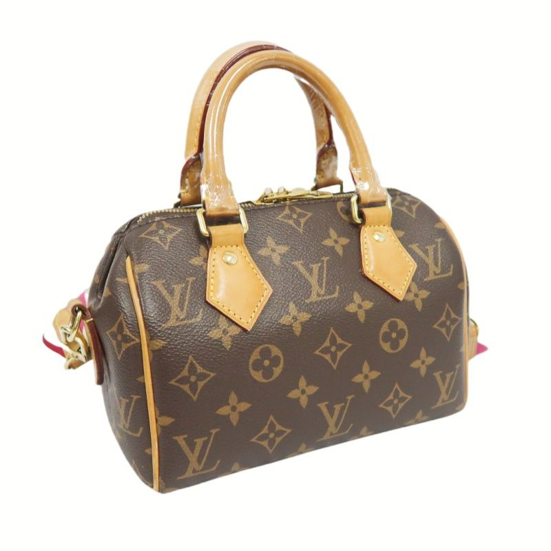LOUIS VUITTON Speedy 20 Handbag, Monogram Coated Canvas, Brown, With Shoulder Strap