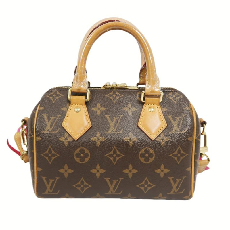 LOUIS VUITTON Speedy 20 Handbag, Monogram Coated Canvas, Brown, With Shoulder Strap