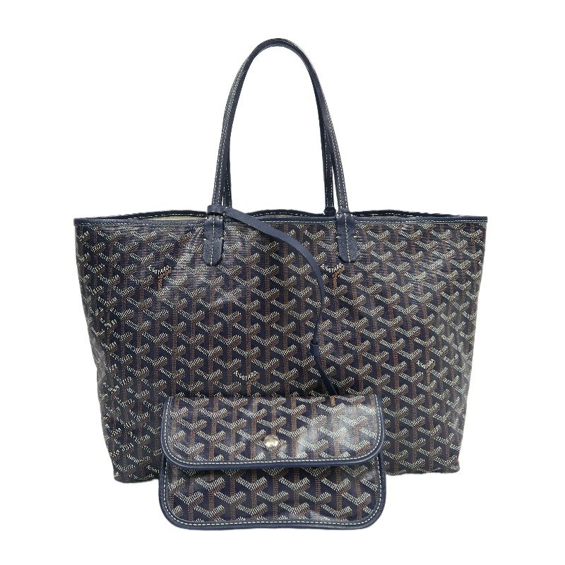 GOYARD Saint Louis Tote Bag, Navy Blue Monogram Coated Canvas, with Matching Pouch Included