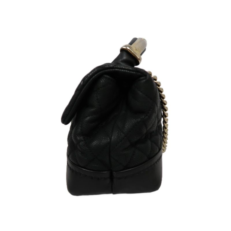 CHANEL Coco Handle Quilted Handbag/Shoulder Bag, Black Caviar Leather