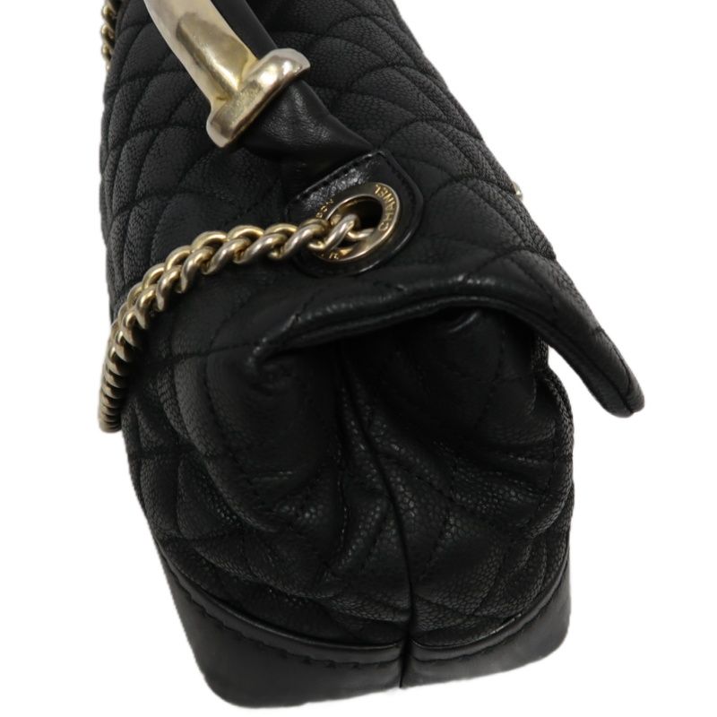 CHANEL Coco Handle Quilted Handbag/Shoulder Bag, Black Caviar Leather