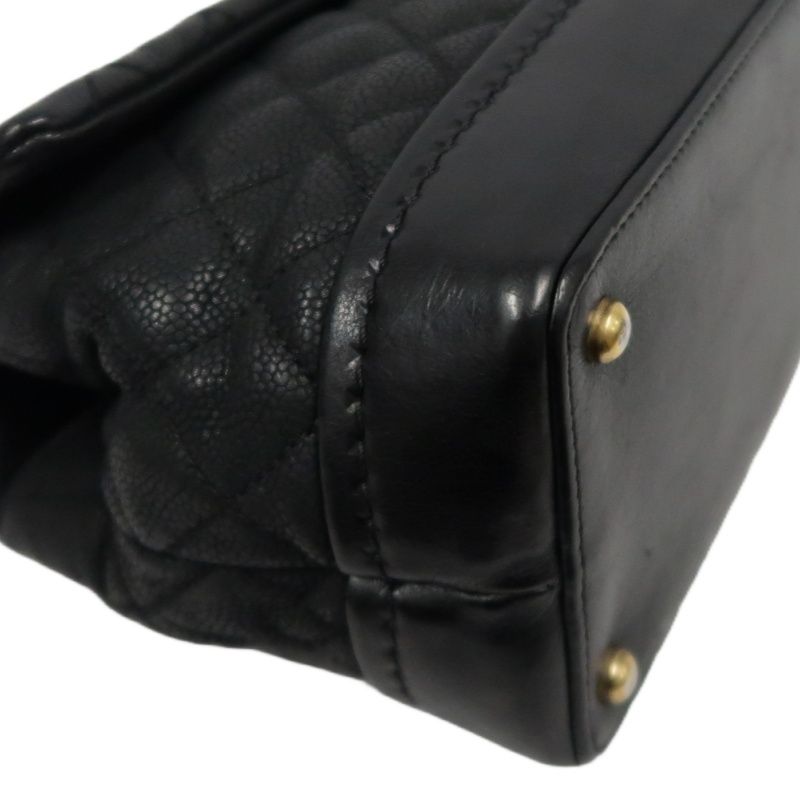 CHANEL Coco Handle Quilted Handbag/Shoulder Bag, Black Caviar Leather