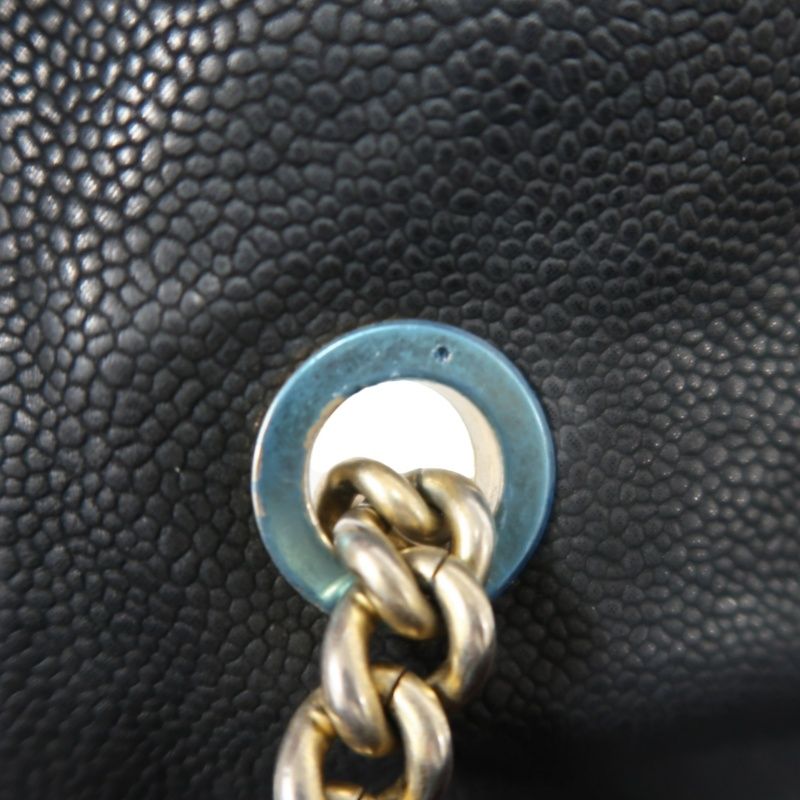 CHANEL Coco Handle Quilted Handbag/Shoulder Bag, Black Caviar Leather