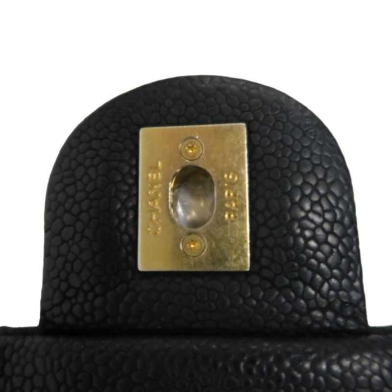 CHANEL Coco Handle Quilted Handbag/Shoulder Bag, Black Caviar Leather