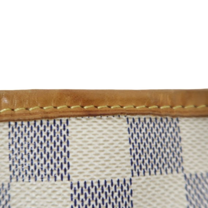 LOUIS VUITTON Neverfull Tote Bag, White Damier Azur Coated Canvas