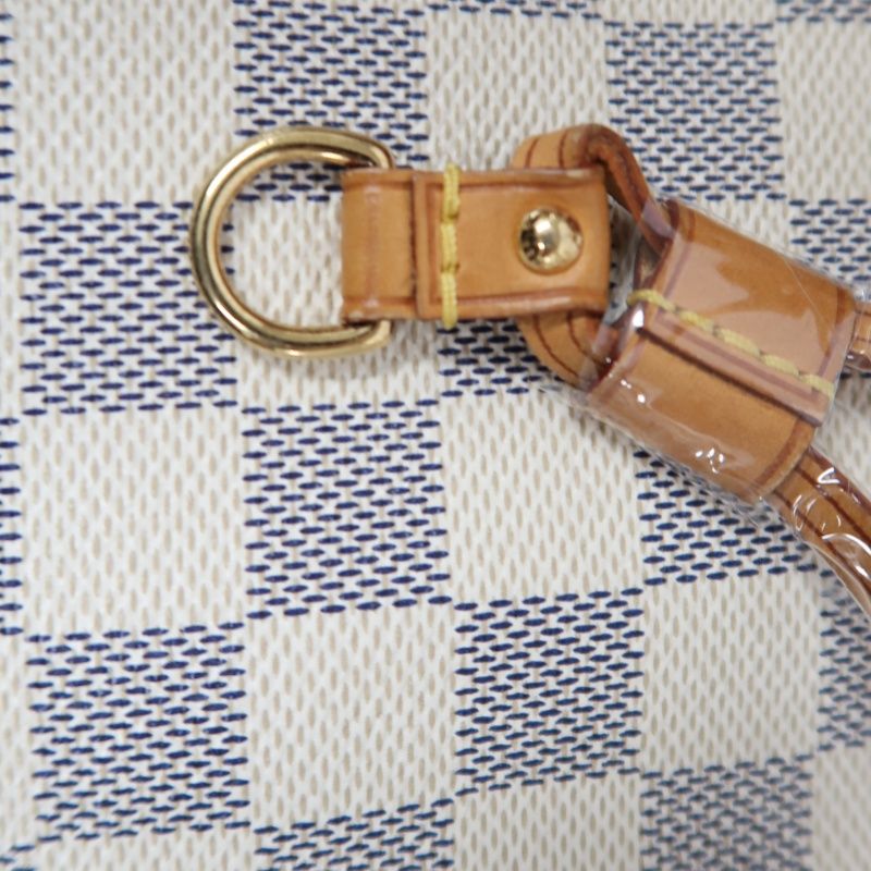 LOUIS VUITTON Neverfull Tote Bag, White Damier Azur Coated Canvas