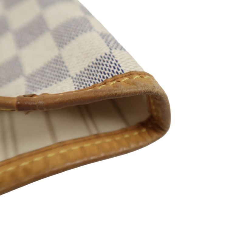LOUIS VUITTON Neverfull Tote Bag, White Damier Azur Coated Canvas