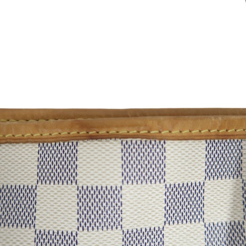 LOUIS VUITTON Neverfull Tote Bag, White Damier Azur Coated Canvas
