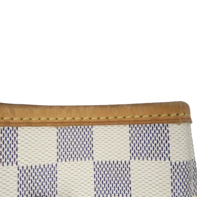 LOUIS VUITTON Neverfull Tote Bag, White Damier Azur Coated Canvas