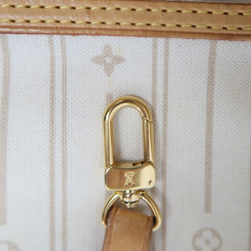 LOUIS VUITTON Neverfull Tote Bag, White Damier Azur Coated Canvas