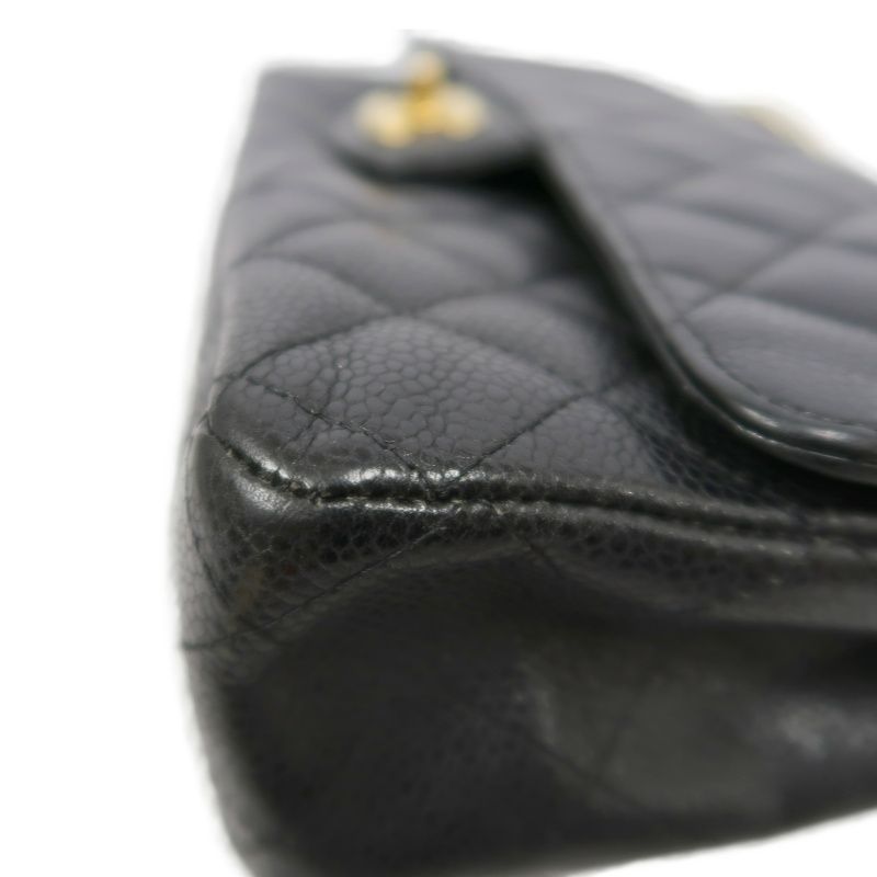 CHANEL Classic Flap (CF) Shoulder Bag, Black Caviar Leather with Gold-tone Hardware