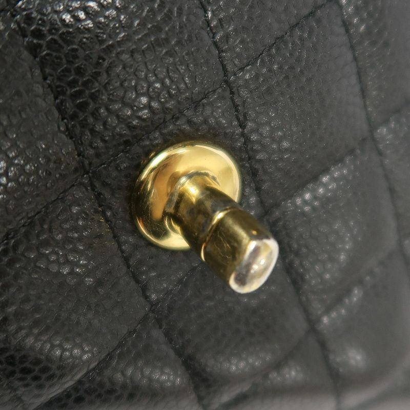 CHANEL Classic Flap (CF) Shoulder Bag, Black Caviar Leather with Gold-tone Hardware
