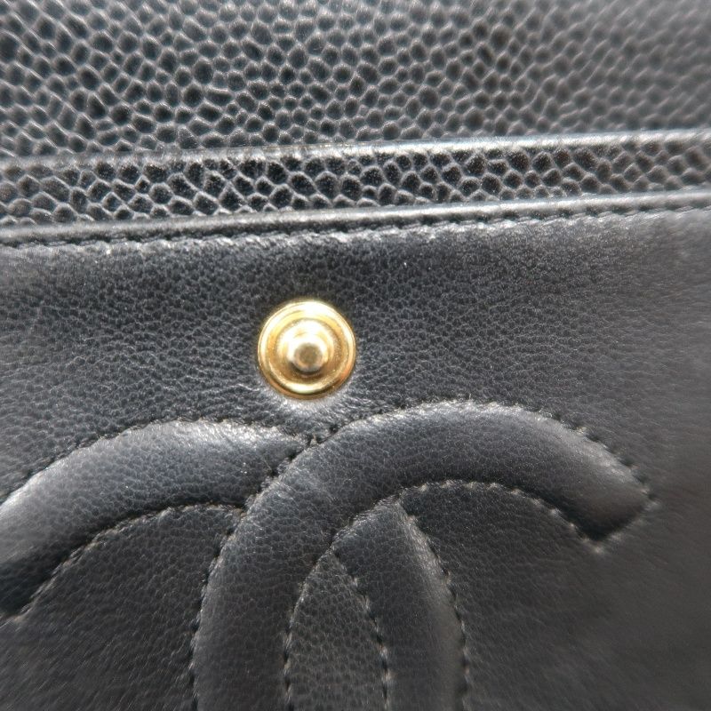CHANEL Classic Flap (CF) Shoulder Bag, Black Caviar Leather with Gold-tone Hardware