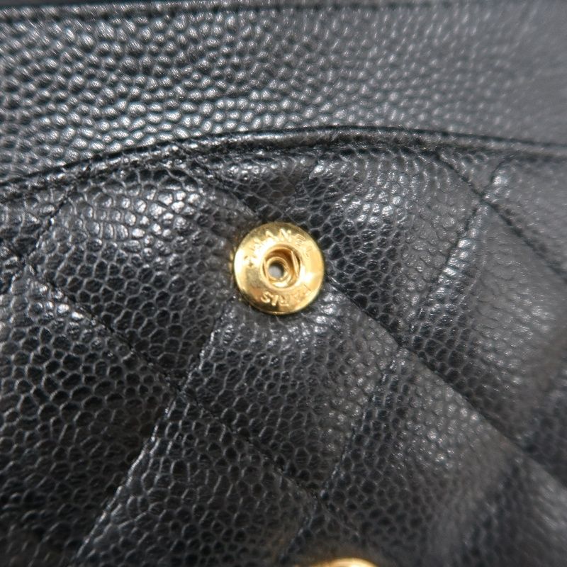 CHANEL Classic Flap (CF) Shoulder Bag, Black Caviar Leather with Gold-tone Hardware