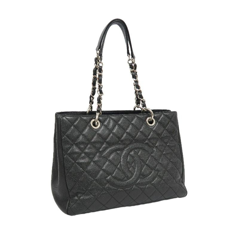CHANEL CST Tote Bag, Black Caviar Leather with Silver-tone Hardware