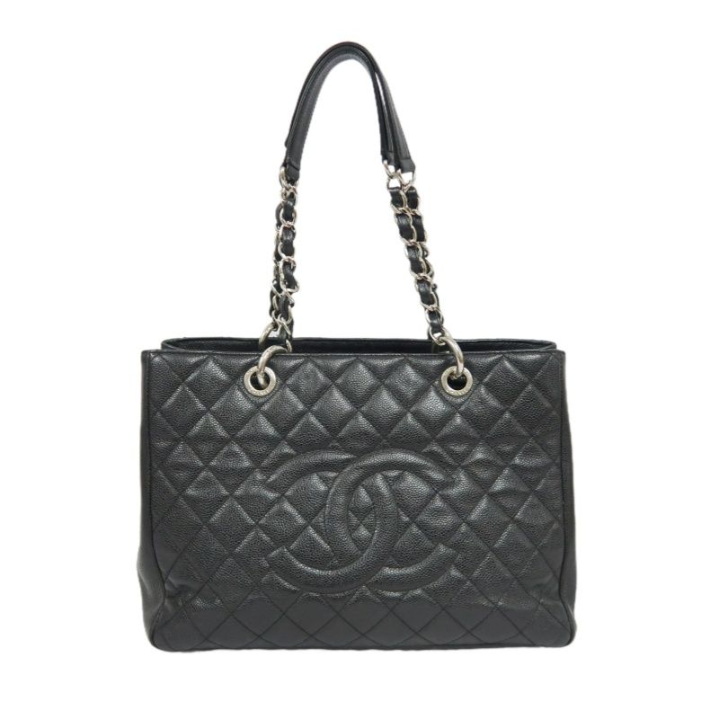 CHANEL CST Tote Bag, Black Caviar Leather with Silver-tone Hardware