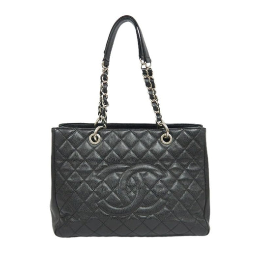 CHANEL CST Tote Bag, Black Caviar Leather with Silver-tone Hardware