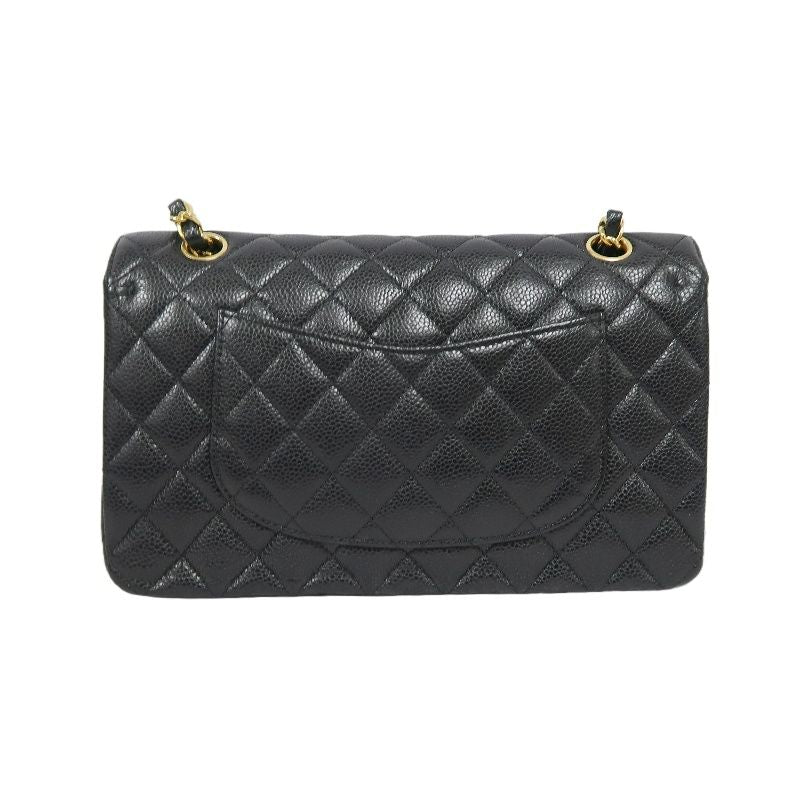 CHANEL Classic Flap Quilted Crossbody Bag, Black Caviar Leather with Gold-tone Hardware