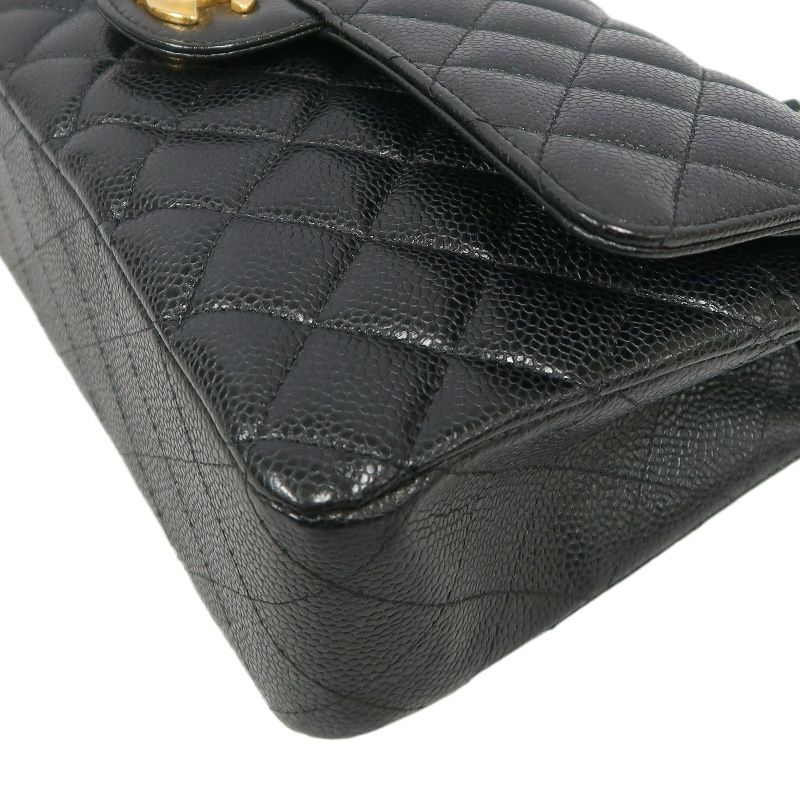 CHANEL Classic Flap Quilted Crossbody Bag, Black Caviar Leather with Gold-tone Hardware