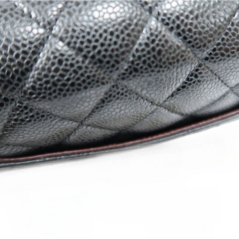 CHANEL Classic Flap Quilted Crossbody Bag, Black Caviar Leather with Gold-tone Hardware