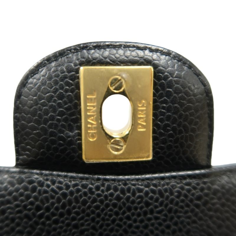 CHANEL Classic Flap Quilted Crossbody Bag, Black Caviar Leather with Gold-tone Hardware