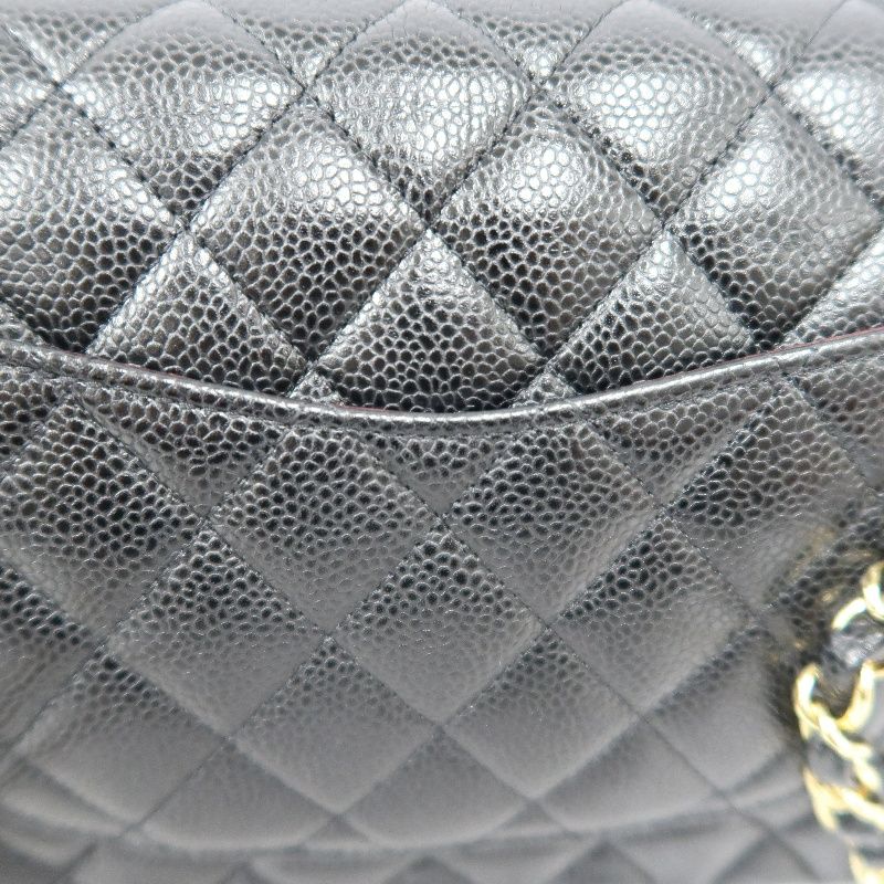 CHANEL Classic Flap Quilted Crossbody Bag, Black Caviar Leather with Gold-tone Hardware