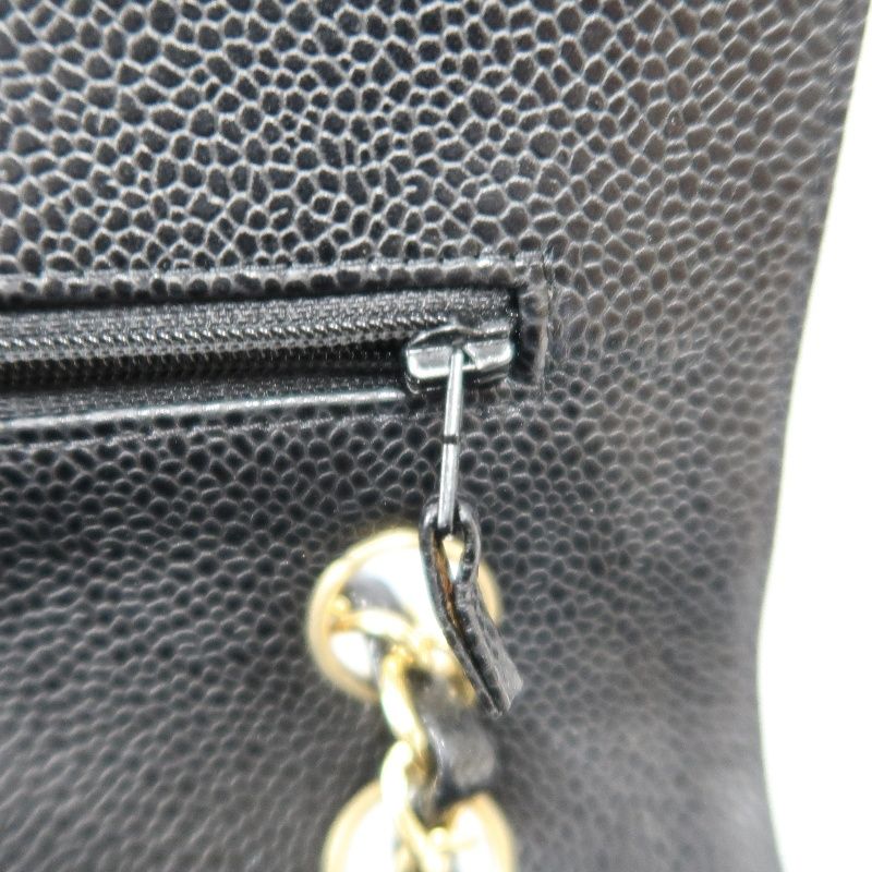 CHANEL Classic Flap Quilted Crossbody Bag, Black Caviar Leather with Gold-tone Hardware