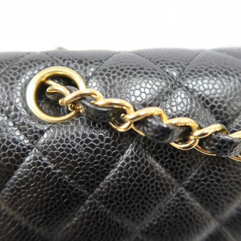 CHANEL Classic Flap Quilted Crossbody Bag, Black Caviar Leather with Gold-tone Hardware