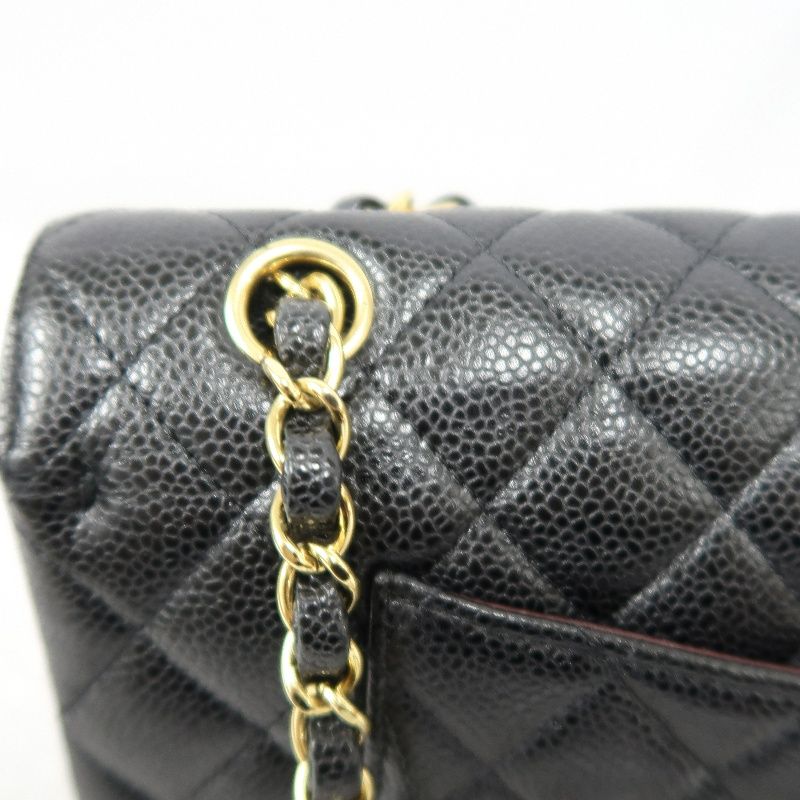 CHANEL Classic Flap Quilted Crossbody Bag, Black Caviar Leather with Gold-tone Hardware