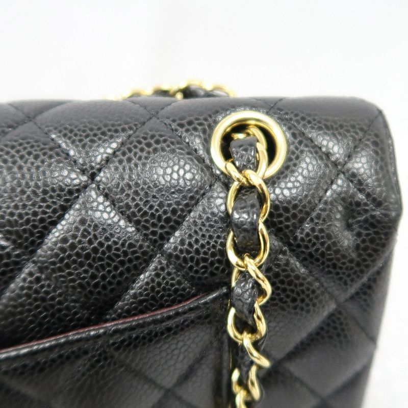 CHANEL Classic Flap Quilted Crossbody Bag, Black Caviar Leather with Gold-tone Hardware