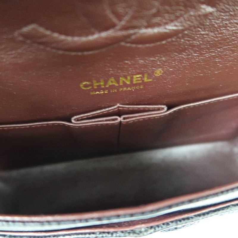 CHANEL Classic Flap Quilted Crossbody Bag, Black Caviar Leather with Gold-tone Hardware