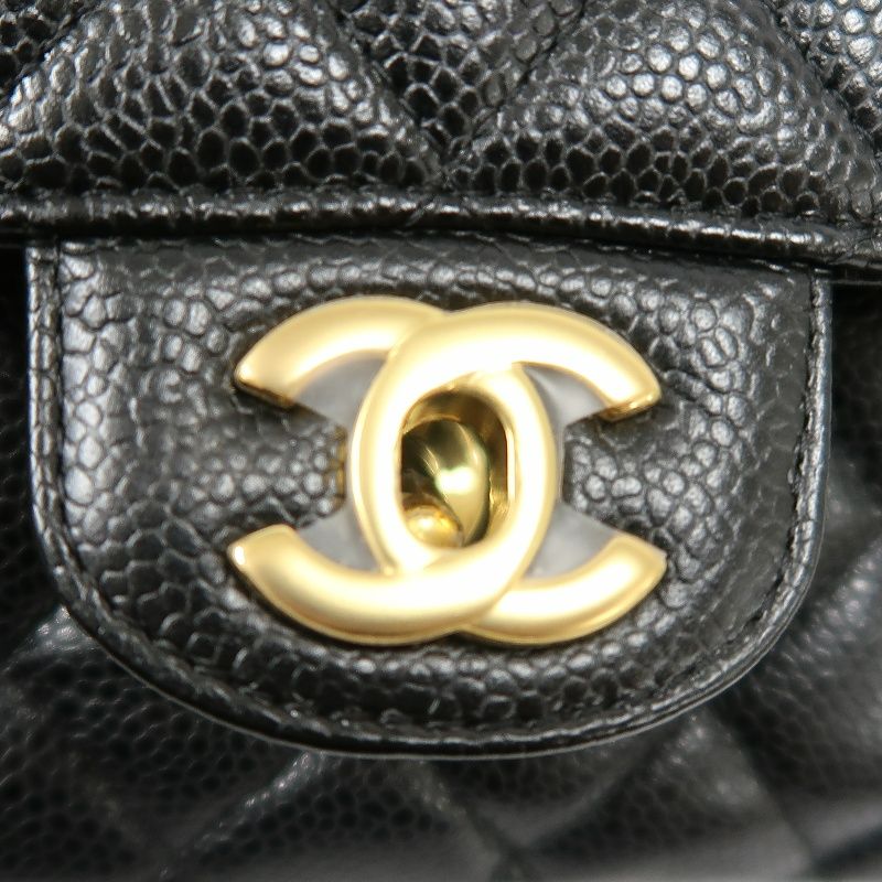 CHANEL Classic Flap Quilted Crossbody Bag, Black Caviar Leather with Gold-tone Hardware